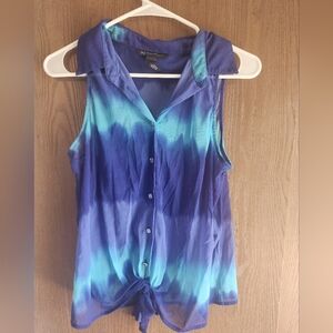 International Concepts Gradient Blue and Teal Button-Down Top